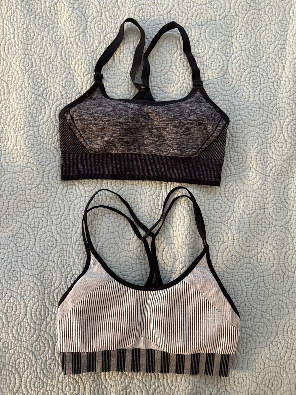 all in motion Heather Gray and Black Strappy Seamless Sports Bra Duo